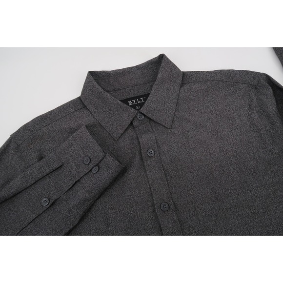 BYLT Basics Other - BYLT Vista Shirt Mens Medium Gray Charcoal‎ Long Sleeve Button Up Premium Basics